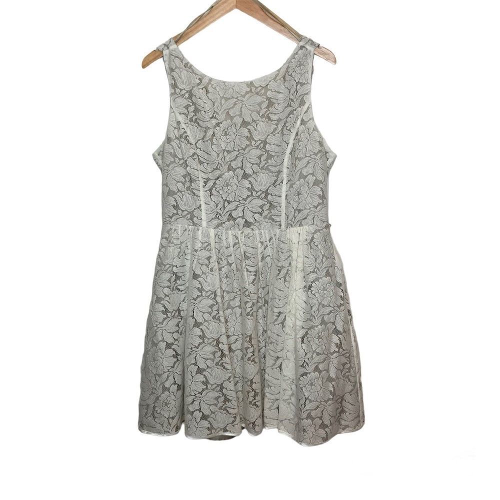 Jessica Howard Womens Size 16‎ Lace Lined Dress Ivory Floral Sleeveless Coquette